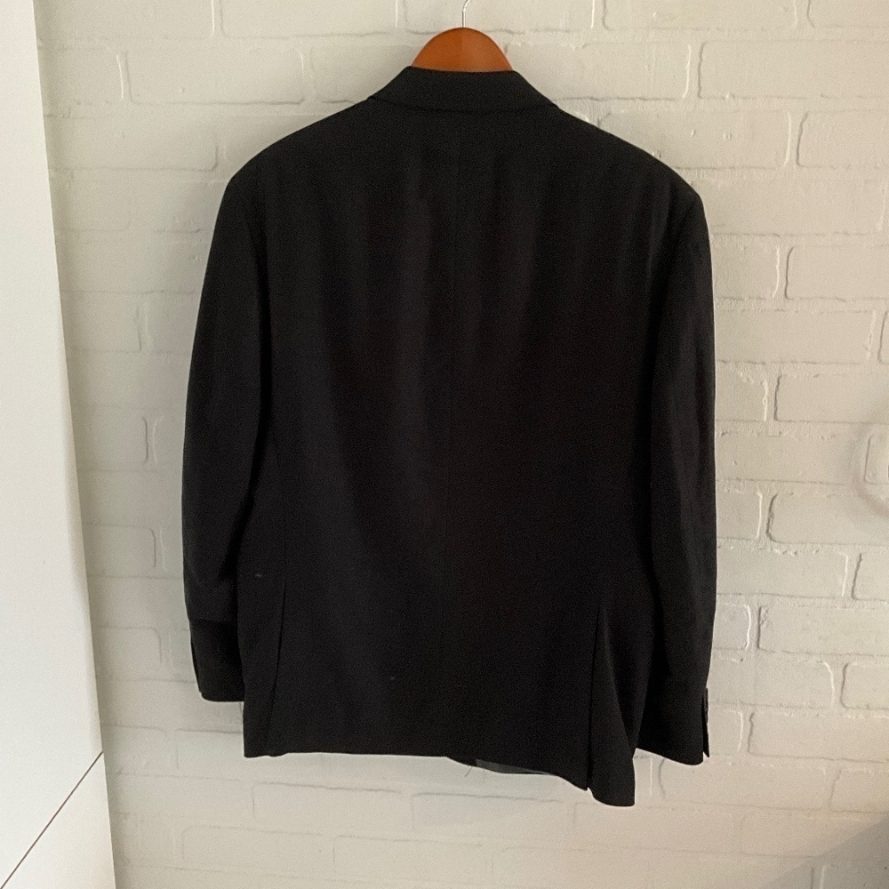 Tailored Black Linen Blend Blazer Structured Quiet Luxury Oversized Sz 46R - Picture 8 of 11